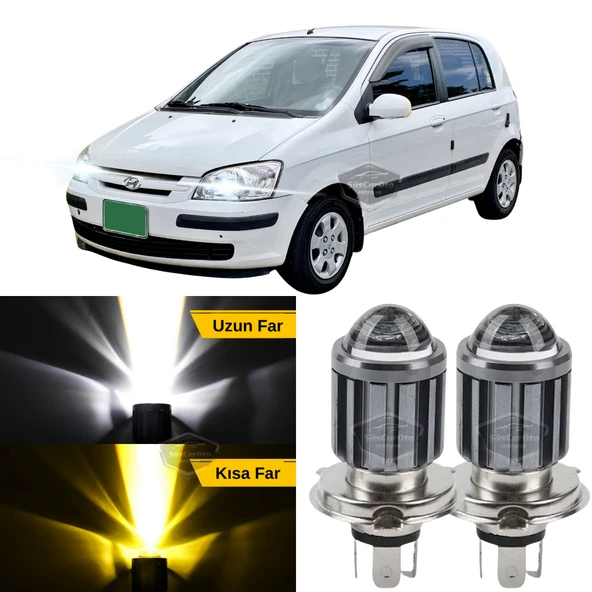 Hyundai Getz 2002–2011 Uyumlu Mercekli Far Ampulü Led Xenon Çift Renk Sarı-Beyaz Far Şimşek Etkili CSP Led Lamba Uzun Kısa 2 Adet Takım ürün görseli 1