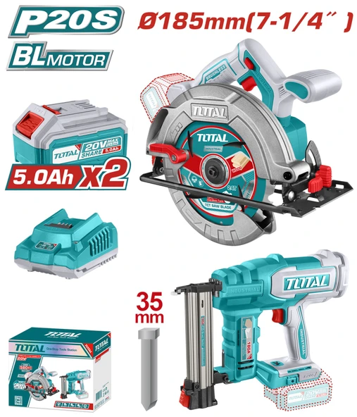 Total Akülü Set Daire Testere ve Çivi Çakma Tabancası 2x5.0 Ah TOSLI240866E ürün görseli 1