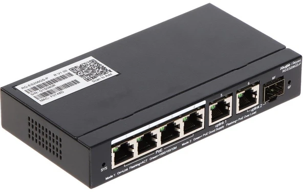 Ruijie Reyee RG-ES206GS-P 4 Port Poe 54W 1Xrj45 Uplink +1xsfp Combo Uplink Gigabit Poe Yönetilebilir Switch ürün görseli 1