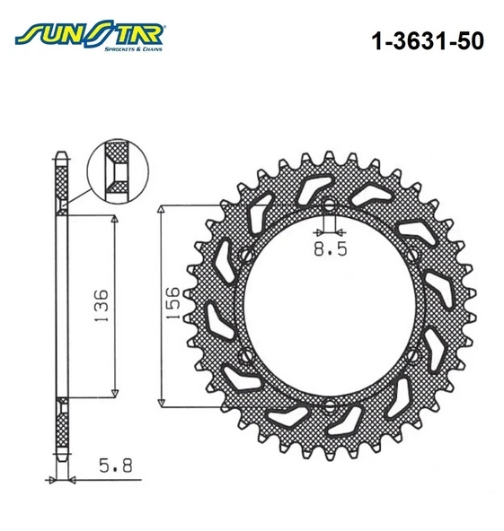 ARKA DİŞLİ HUSQVARNA TE 630cc DİŞLİ SAYISI : +8 2010 ürün görseli 1