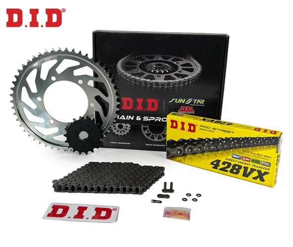 ZİNCİR DİŞLİ SETİ HONDA CB F 125cc ZİNCİR: DID-428VX Çelik-122 ÖN-ARKA DİŞLİ: JT 15T-45T 2015-2020 ürün görseli 1