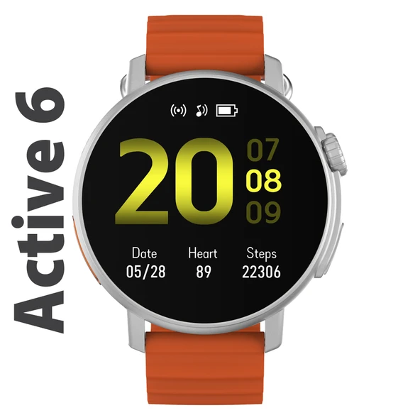 Active6 Akıllı Saat Yuvarlak Alüminyum Kasa Spor Silikon Kordon ürün görseli 1