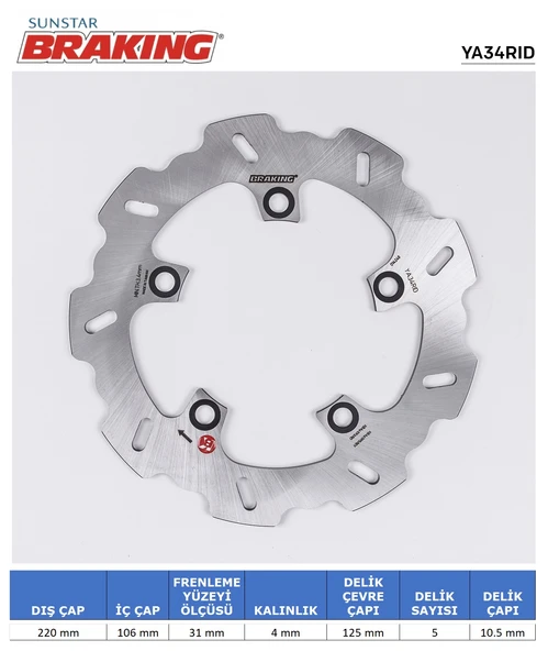 YAMAHA R6 R1 MT-10 DALGALI ARKA FREN DİSKİ ARKA 2006-2010 ürün görseli 1