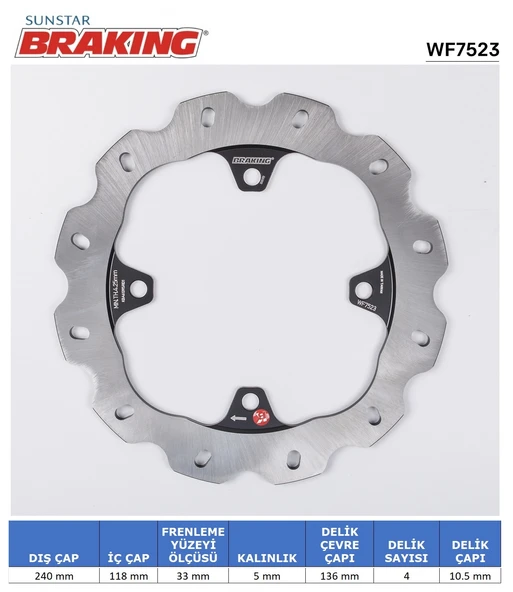 HONDA CB 500 F-650 F CBR 500-650 DALGALI ARKA FREN DİSKİ 2021-2022 ürün görseli 1