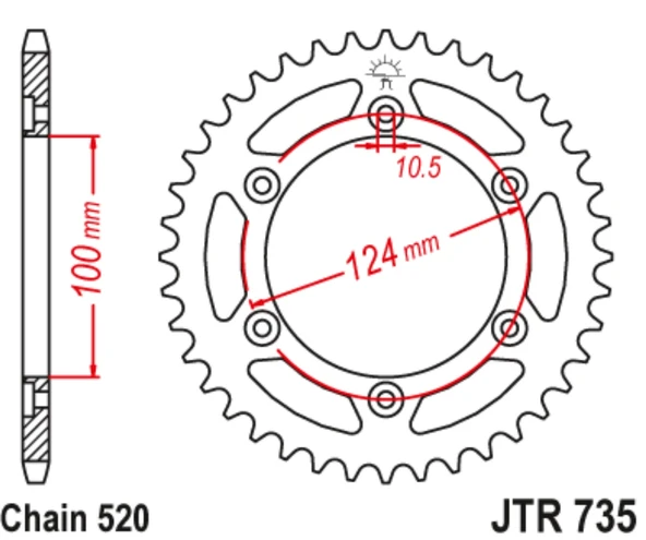 ARKA DİŞLİ DUCATI MONSTER 696cc DİŞLİ SAYISI : +1 2008-2014 ürün görseli 1