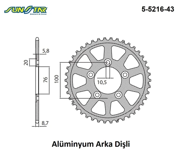 ARKA DİŞLİ ALÜMİNYUM YAMAHA YZF R1 1000cc MARCHESINIOZMARVIC WHEELS 1998-2014 ürün görseli 1