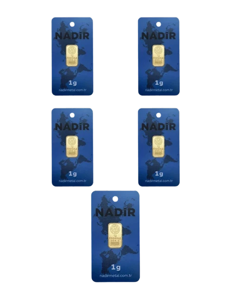 NadirGold 5 Gr Külçe Altın ( 1gr x 5 Adet ) ürün görseli 1