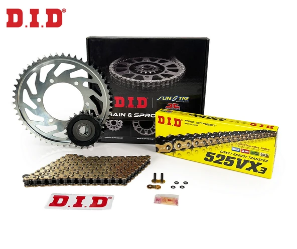 ZİNCİR DİŞLİ SETİ YAMAHA TDM 850cc ZİNCİR: DID-525VX3 Gold-114 ÖN DİŞLİ: JT 16T ARKA DİŞLİ: SUNSTAR 43T 1996-2001 ürün görseli 1