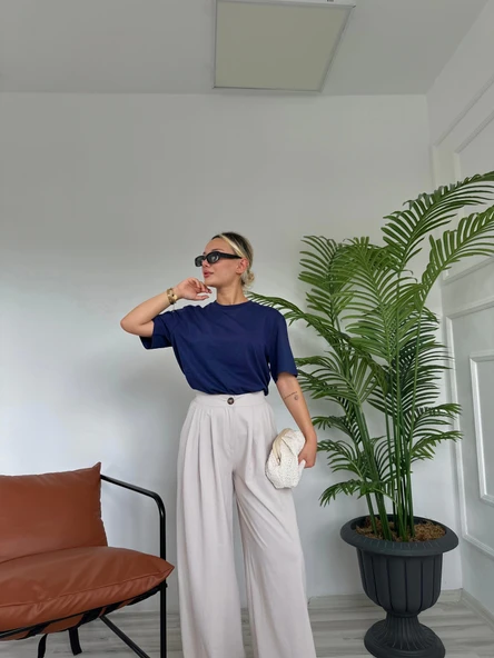 Kadın Basic Tshirt Lacivert - Resim 3