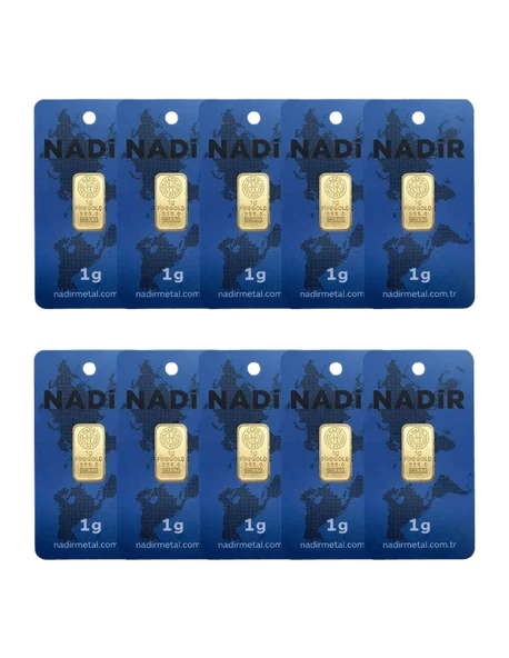 NadirGold 10 Gr Külçe Altın ( 1gr x 10 Adet ) ürün görseli 1