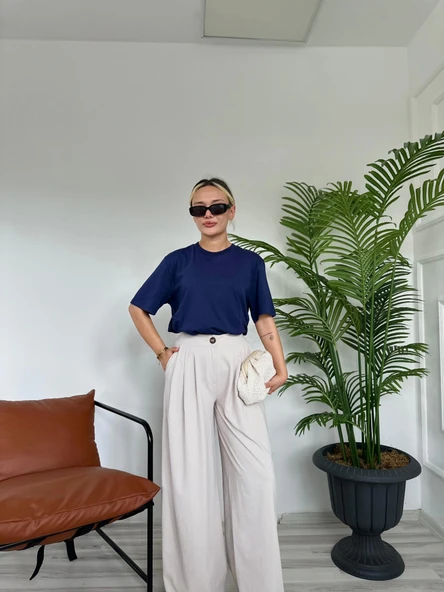Kadın Basic Tshirt Lacivert - Resim 2