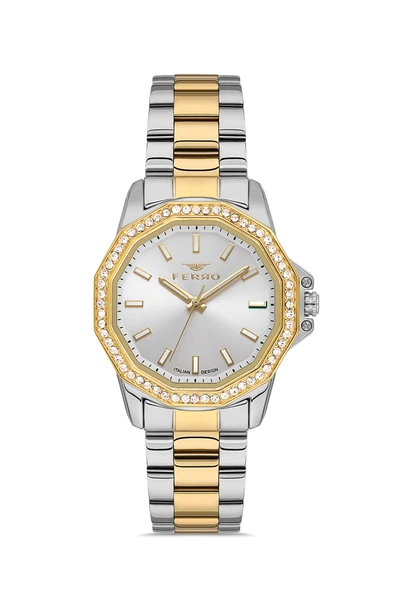 Ferro FL21540AWT-D Quartz Çelik Altın Gri 32 mm Kadın Kol Saati ürün görseli 1