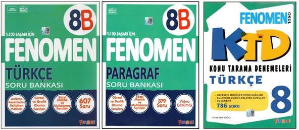 FENOMEN 8. SINIF 8B TÜRKÇE+PARAGRAF+TÜRKÇE KONU TARAMA D. (3 KİTAP) ürün görseli 1