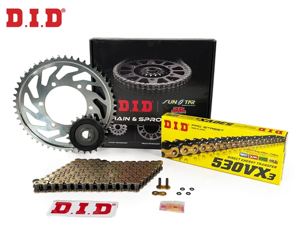 ZİNCİR DİŞLİ SETİ HONDA CBF 1000cc ZİNCİR: DID-530VX3 Gold-120 ÖN DİŞLİ: JT 16T ARKA DİŞLİ: SUNSTAR 43T 2006-2010 ürün görseli 1