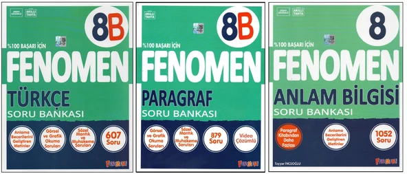 FENOMEN 8. SINIF 8B TÜRKÇE+PARAGRAF+ANLAM B. (3 KİTAP) ürün görseli 1