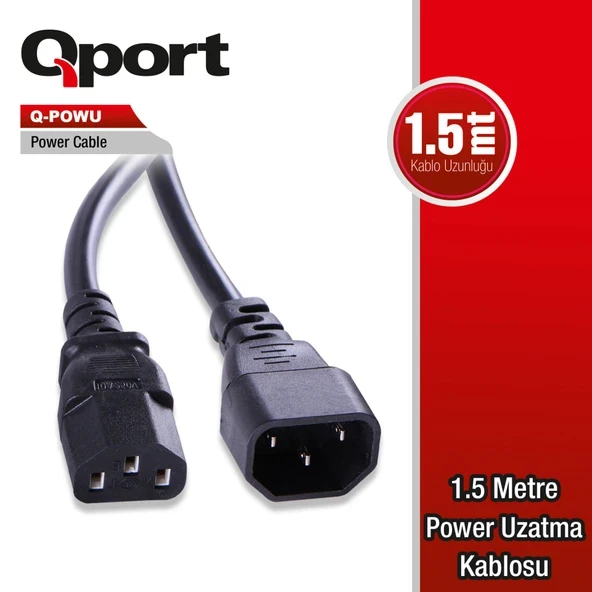 QPORT Q-POWU 1.5 METRE POWER UZATMA KABLOSU ürün görseli 1