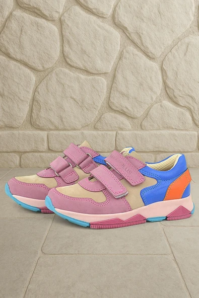 Rakerplus Hakiki Deri Pembe Çocuk Sneakers Spor Ayakkabı ürün görseli 1