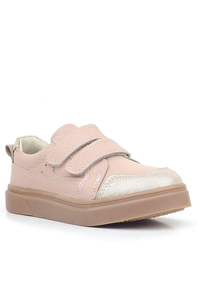 Rakerplus Pudra Simli Hakiki Deri Cırtlı Kız Çocuk Sneaker Ayakkabı ürün görseli 1