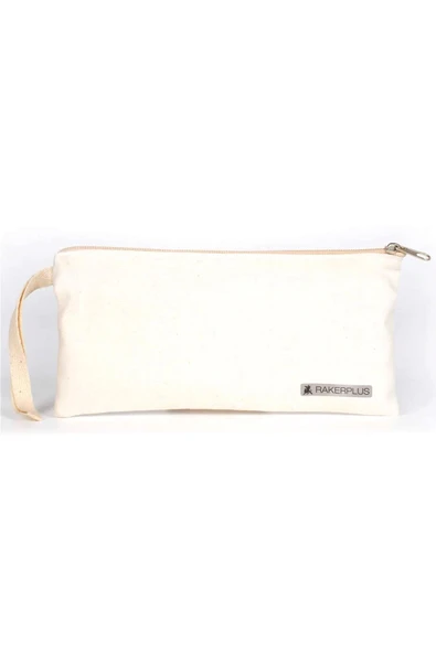 Rakerplus Krem 21x10 cm Fermuarlı Gabardin Kumaş Kalemlik ürün görseli 1