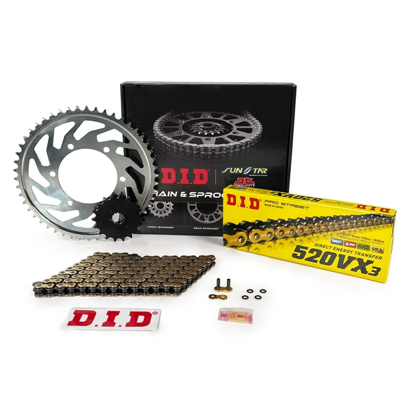 ZİNCİR DİŞLİ SETİ CF MOTO NK 650cc ZİNCİR: DID-520VX3 Gold-118 ÖN-ARKA DİŞLİ : JT 14T-46T 2022-2023 ürün görseli 1