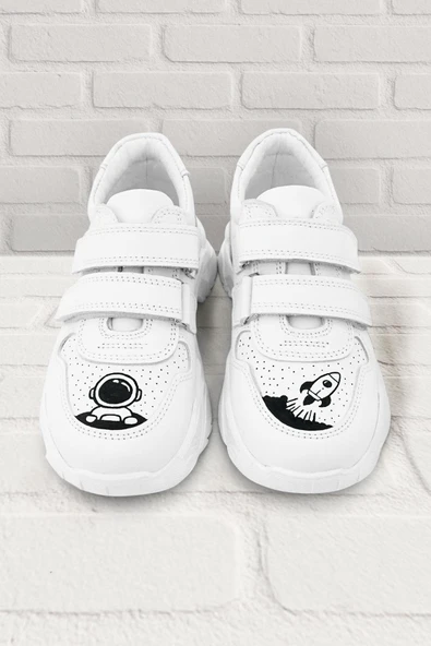 Rakerplus Tbons Özel Tasarım Hakiki Deri Beyaz Kız Çocuk Sneakers Ayakkabı ürün görseli 1