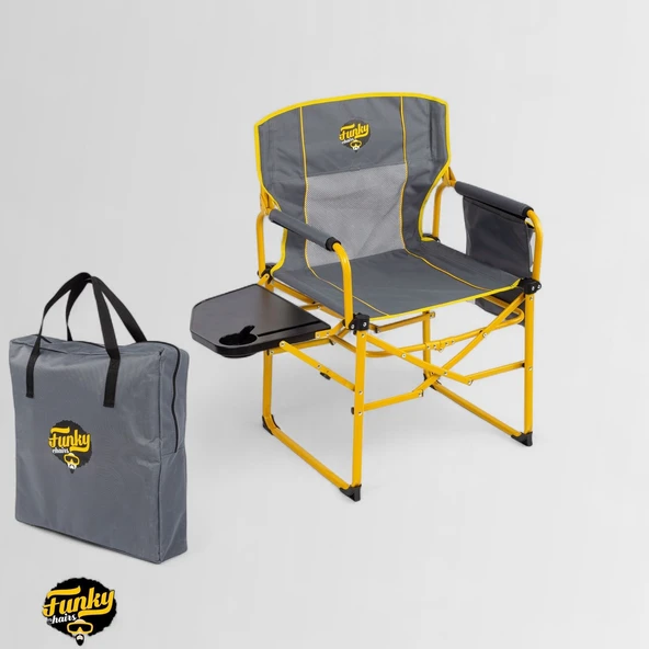 FUNKY CHAIRS Extra Katlanabilir XL Kamp Sandalyesi – Sarı - Resim 7