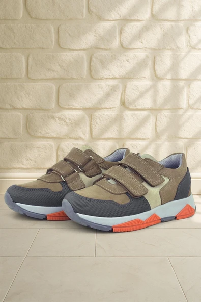 Rakerplus Hakiki Deri Kahverengi Çocuk Sneakers Spor Ayakkabı ürün görseli 1