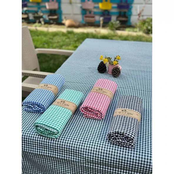 Yer Sofrası Sofra Bezi Piknik İçin Masa Örtüsü Zefir Kare Desenli ürün görseli 1