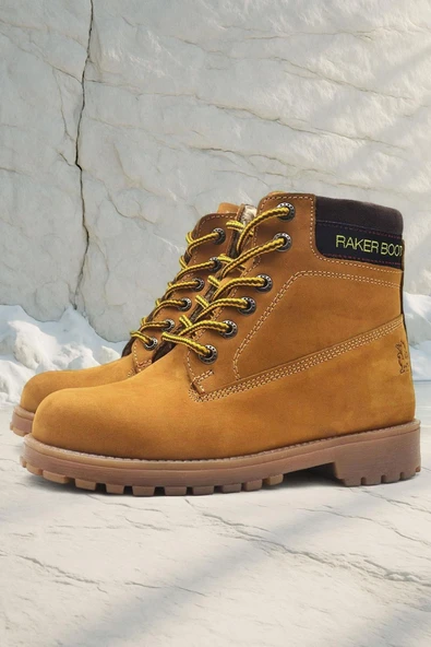 Rakerplus Neson Hakiki Deri Rahat Sarı Fermuarlı Unisex Çocuk Bot ürün görseli 1