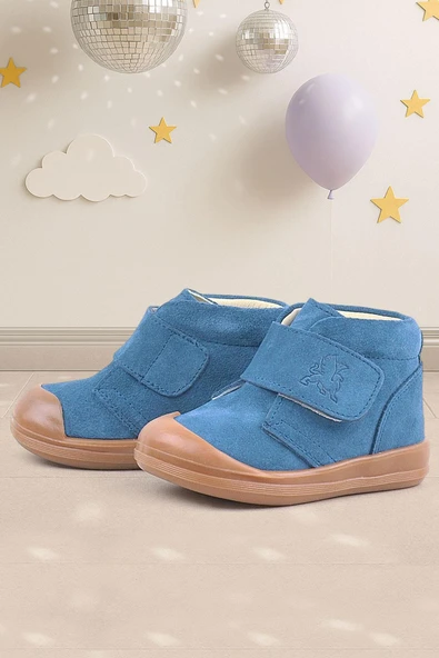 Rakerplus Yoohoo Hakiki Deri Mavi Cırtlı Unisex Bebek Bot ürün görseli 1