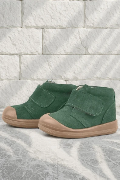 Rakerplus Yoohoo Hakiki Deri Yeşil Cırtlı Unisex Bebek Bot ürün görseli 1