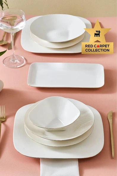 Red Carpet Collection Stream Bone Curve Corner 53 Parça 12 Kişilik Yemek Takımı Gold ürün görseli 1