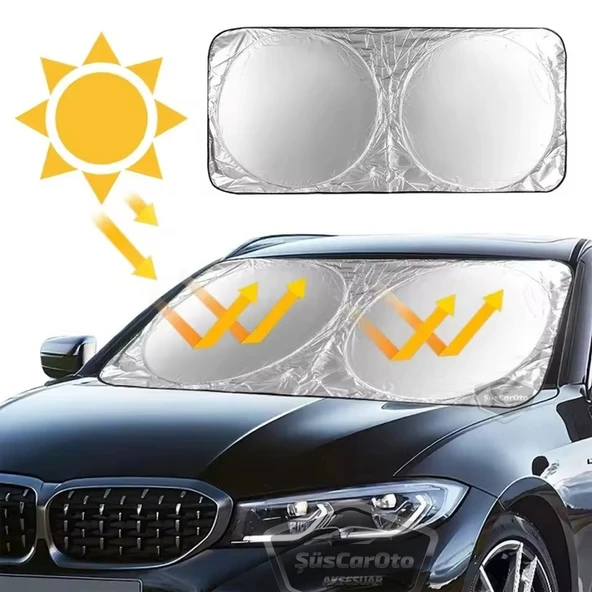 Oto Katlanabilir Premium Ön Güneşlik Ön Arka Cam Gölgelik Metalize Yeni Nesil Güneş Koruyucu Oto Araba Suv Tır 69 cm x 149 cm ürün görseli 1