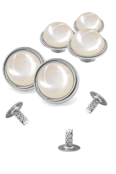 20 Adet Yarım Yuvarlak 15mm İnci Çakma Rivet ürün görseli 1