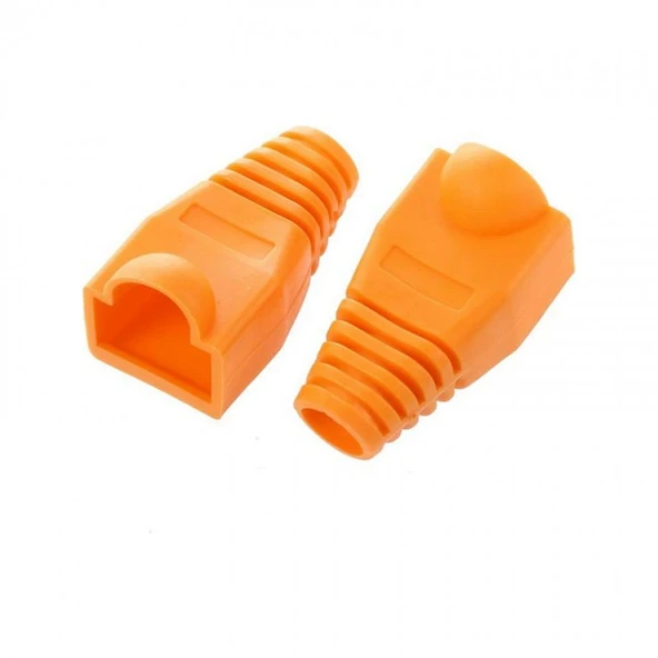 Cat5,Cat6 uyumlu RJ45 pvc plastik cover koruyucu kılıf 100 adet turuncu ürün görseli 1