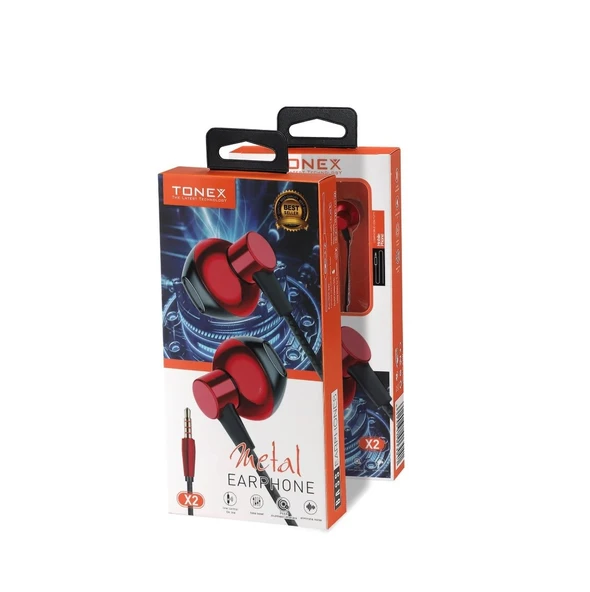 Tonex X2 Süper Bass Metal 3.5mm Kulaklık Süper Ses Kalitesi ürün görseli 1