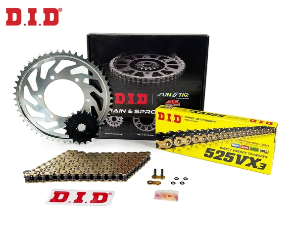 ZİNCİR DİŞLİ SETİ KAWASAKI ZX-10RR NINJA 1000cc ZİNCİR: DID-525VX3 Gold-114 ÖN-ARKA DİŞLİ: SUNSTAR 17T-39T 2017-2020 ürün görseli 1