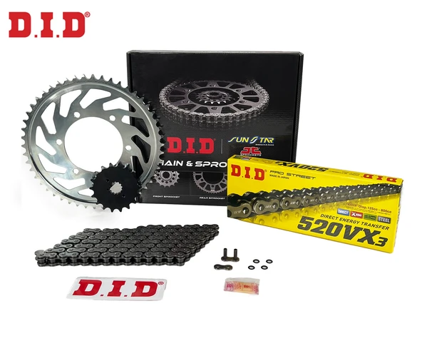 ZİNCİR DİŞLİ SETİ KAWASAKI ZX-6R NINJA 636cc ZİNCİR: DID-520VX3 Çelik-112 ÖN-ARKA DİŞLİ: SUNSTAR 16T-43T 2013-2020 ürün görseli 1