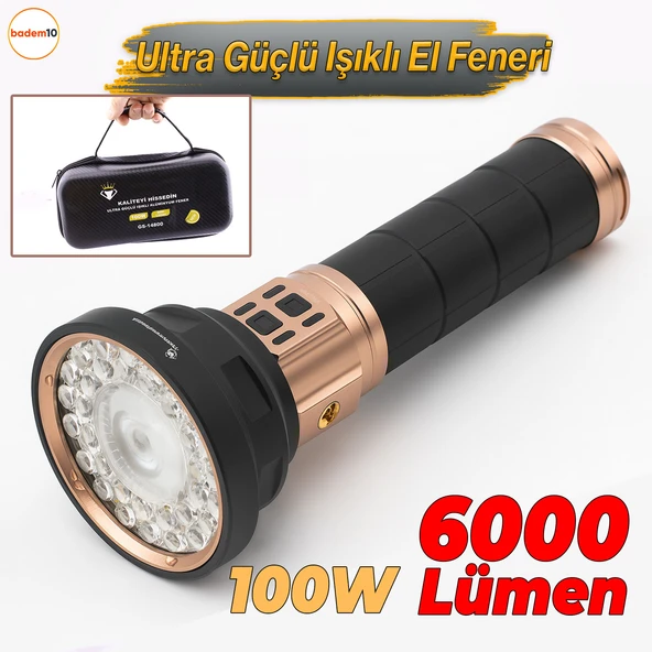 El Feneri 6000 Lümen Uzun Menzil 100W Şarjlı Powerbank Ledli Işık Kafa Lambası Su Geçirmez Kamp ürün görseli 1
