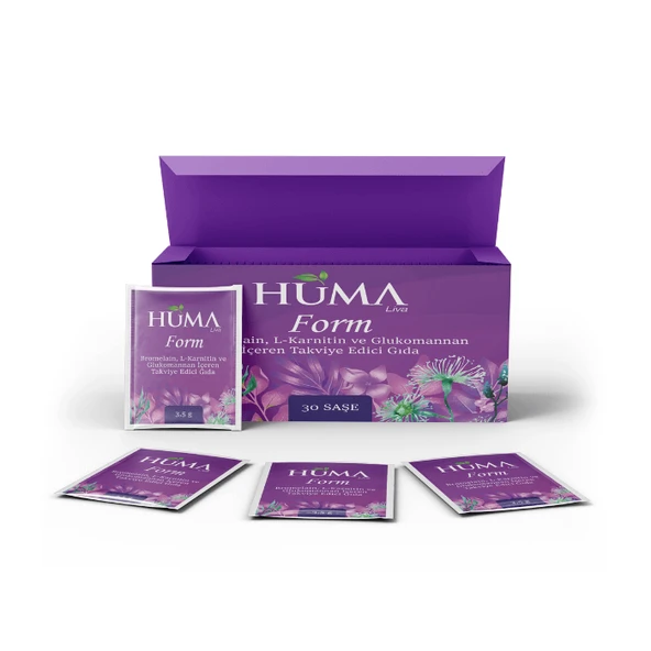 Huma Form: Bromelain, L-Karnitin ve Glukomannan 30 Saşe ürün görseli 1