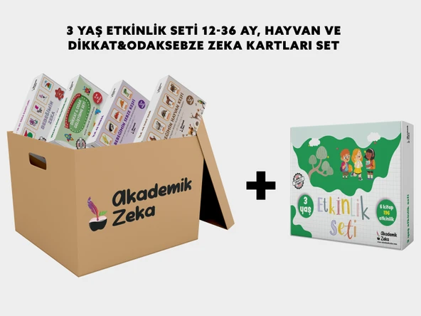 3 yaş Etkinlik Seti , 12-36 Ay, Dikkat&Odak Geliştirme, Sebzeler, Hayvanlar Zeka Kartları ürün görseli 1