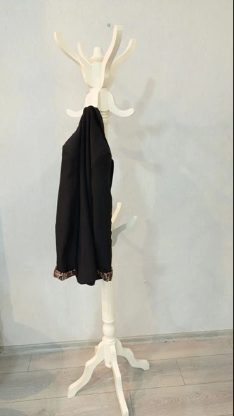 NİVEMESHOME AYAKLI AHŞAP KREM ASKILIK 175 CM - Resim 5