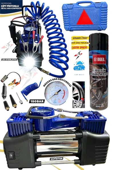 STANVOLT Çift Silindirli Lastik Şişirme Oto Kamyon 12V 150 PSI Ağır Hizmet Tipi Çantalı Hava Kompresörü ürün görseli 1