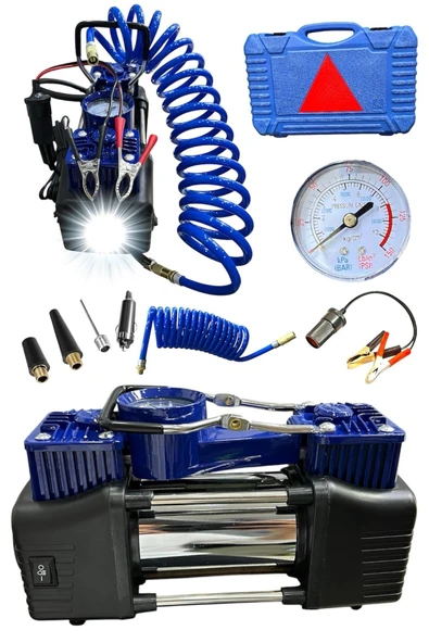 STANVOLT Çift Silindirli Lastik Şişirme Oto Kamyon 12V 150 PSI Ağır Hizmet Tipi Çantalı Hava Kompresörü ürün görseli 1