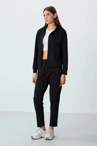 TOMMY LİFE T10BY-95306_01 BAYAN CEKET/DAR PAÇA EŞOFMAN TAKIMI SİYAH ürün görseli 1