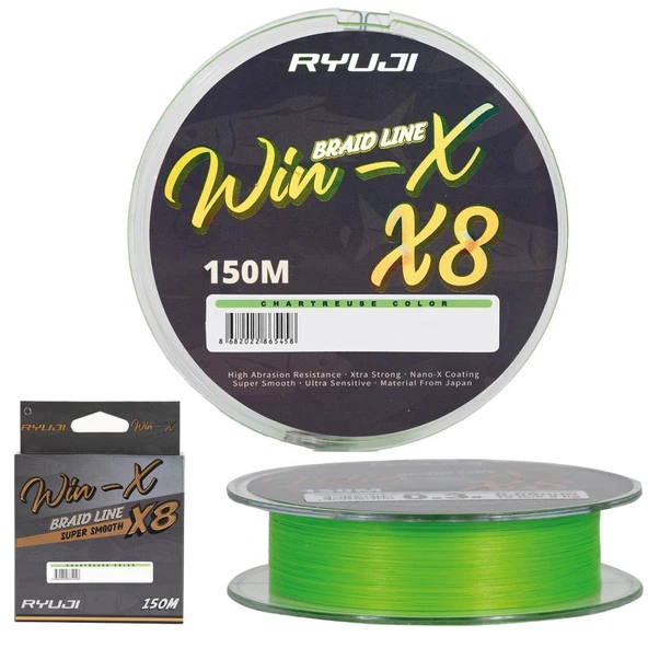Ryuji WinX 8x 8 Kat 150m Örgü İp Misina Chartreuse ürün görseli 1