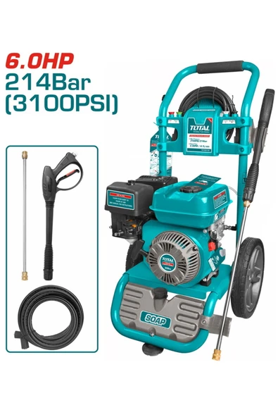 Total Benzinli Yüksek Basınçlı Yıkama Makinesi 3100 PSI 214 Bar 6.0 HP TGT250105E ürün görseli 1