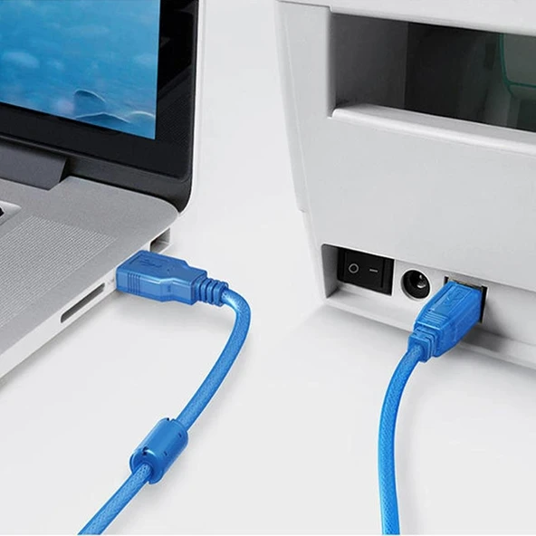 Fully G-534DB Şeffaf Mavi 3 Metre Usb Yazıcı Kablosu ürün görseli 1