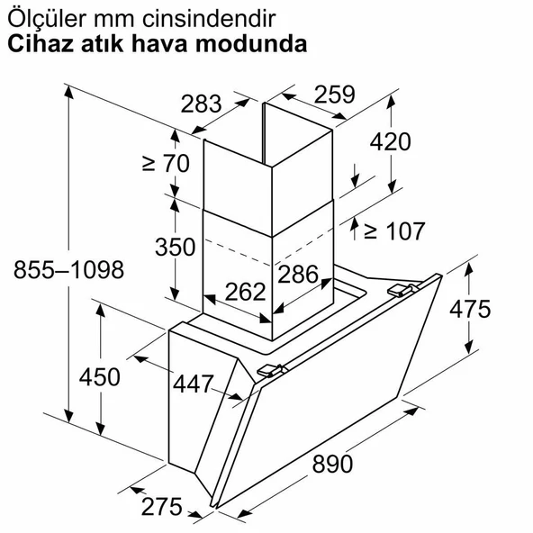 Bosch DWK91LT60 Davlumbaz Duvar Tipi ürün görseli 1