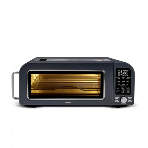 Karaca Multicrust Artisan Retro Pizza Makinesi ve Airfryer Mat Siyah ürün görseli 1